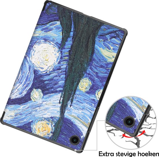 Étui Samsung Galaxy Tab A8 avec motif Ciel étoilé et coins renforcés.