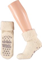 Wollen sokken dames | Huisokken dames | Licht Beige | Maat 35/38 | Huissok met anti slip | Fluffy sokken | Slofsokken | Huissokken | Anti slip sokken | Warme sokken | Winter sokken