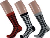 Dames sokken fashion met donker motief assorti kleuren 35/42