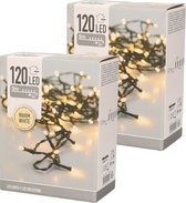 2x Kerstverlichting warm wit buiten 120 lampjes - LED lichtsnoer