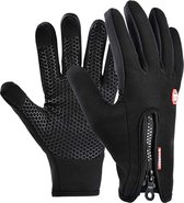 Fietshandschoenen Winter - Sport Handschoenen Met Rits -  Touchscreen Telefoon - Anti Slip Gloves - Heren / Dames - Maat XXL - Zwart