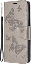 Nokia G10 Hoesje - Mobigear - Butterfly Serie - Kunstlederen Bookcase - Grijs - Hoesje Geschikt Voor Nokia G10