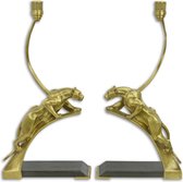 Paar Bronzen Art Deco Panter Kandelaars 23x11x47 cm