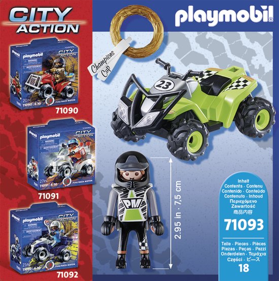 PLAYMOBIL - 71090 - Pompier et quad - Enfant 4 ans - Playmobil City Action  - Plastique - Bleu