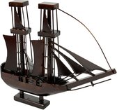 Beelden - Zeilboot - Hout - Bruin - 23x21x5 cm - Indonesie - Sarana - Fairtrade