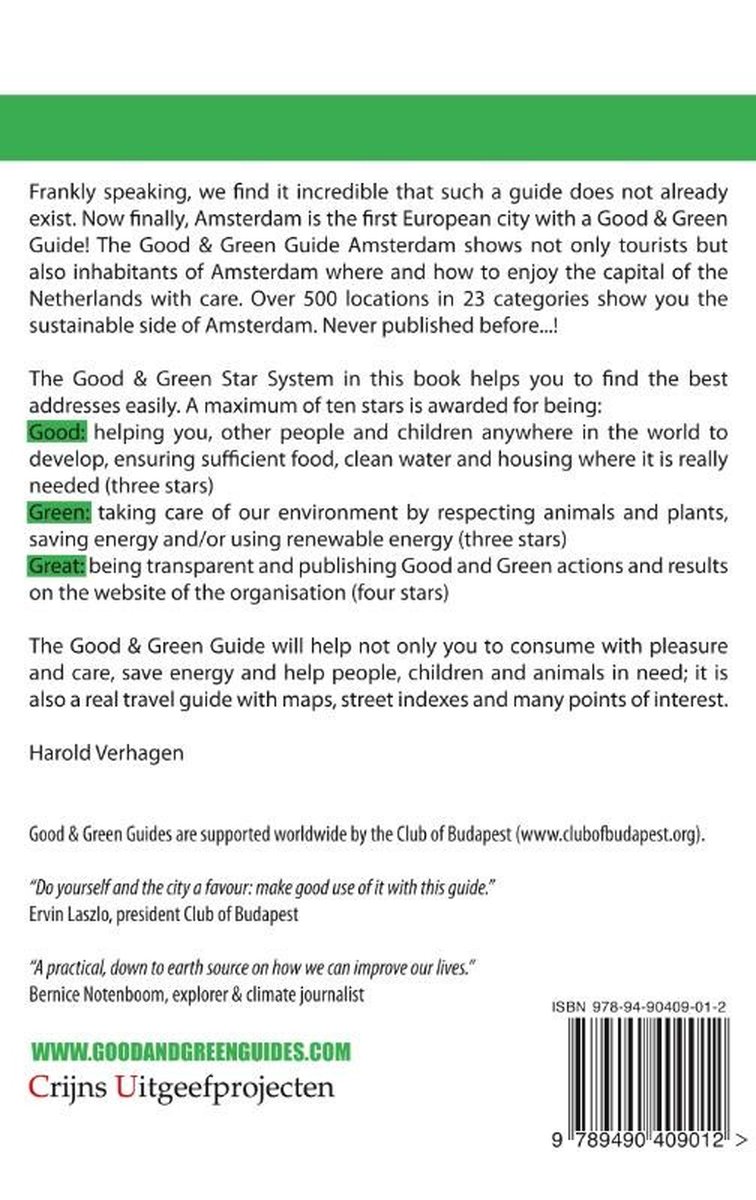 Good & Green Guide Amsterdam - back cover