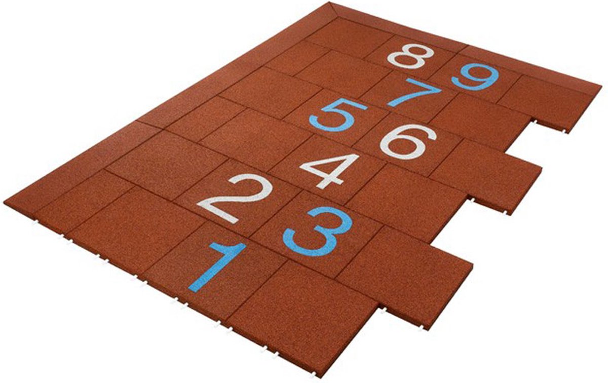 Rubbermagazijn | Hink-stap-sprong tegels | Set (9 tegels) | Per 2,25 m² | Dikte 4,5 cm