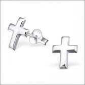 Aramat jewels ® - 925 sterling zilveren oorbellen kruis 9mm