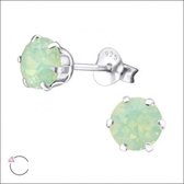 Aramat jewels ® - Oorstekers sterling zilver 6mm swarovski elements kristal chrysoliet opaal
