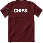 Chips - Snack T-Shirt | Grappig Verjaardag Kleding Cadeau | Eten En Snoep Shirt | Dames - Heren - Unisex Tshirt | - Burgundy - S