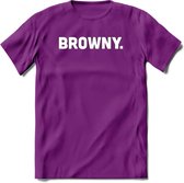 Browny - Snack T-Shirt | Grappig Verjaardag Kleding Cadeau | Eten En Snoep Shirt | Dames - Heren - Unisex Tshirt | - Paars - XXL