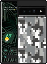Pixel 6 Pro Hardcase hoesje Pixel Camouflage Grey - Designed by Cazy