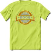 Premium Since 2008 T-Shirt | Goud - Zilver | Grappig Verjaardag Kleding Cadeau Shirt | Dames - Heren - Unisex Tshirt | - Groen - L