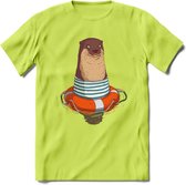 Casual zeehond T-Shirt Grappig | Dieren zeehonden Kleding Kado Heren / Dames | Animal Skateboard Cadeau shirt - Groen - L