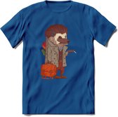 Casual egel T-Shirt Grappig | Dieren herfst Kleding Kado Heren / Dames | Animal Skateboard Cadeau shirt - Donker Blauw - 3XL