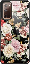 Samsung S20 FE hoesje glass - Bloemen flowerpower | Samsung Galaxy S20 case | Hardcase backcover zwart