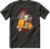 Casual scooter kikker T-Shirt Grappig | Dieren reptiel Kleding Kado Heren / Dames | Animal Skateboard Cadeau shirt - Donker Grijs - XL