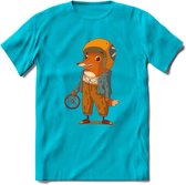 Casual race vos T-Shirt Grappig | Dieren honden Kleding Kado Heren / Dames | Animal Skateboard Cadeau shirt - Blauw - XL