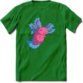 Schattig Axolotl T-Shirt Grappig | Dieren amfibieën Kleding Kado Heren / Dames | Animal Cadeau shirt - Donker Groen - XL