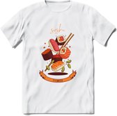 Sushi T-Shirt Grappig | Japans eten Kleding Kado Heren / Dames | Cadeau shirt - Wit - XL