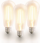 HOMEYLUX - Set van 3 Smart E27 LED filament lampen - Edison vorm (ST64) - WiFi & Bluetooth slimme gloeilamp - 806 lumen - 7 Watt - Warm wit tot koud wit - Slimme LED lampen - te bedienen via 