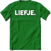 Liefje - Valentijn T-Shirt | Grappig Valentijnsdag Cadeautje voor Hem en Haar | Dames - Heren - Unisex | Kleding Cadeau | - Donker Groen - L