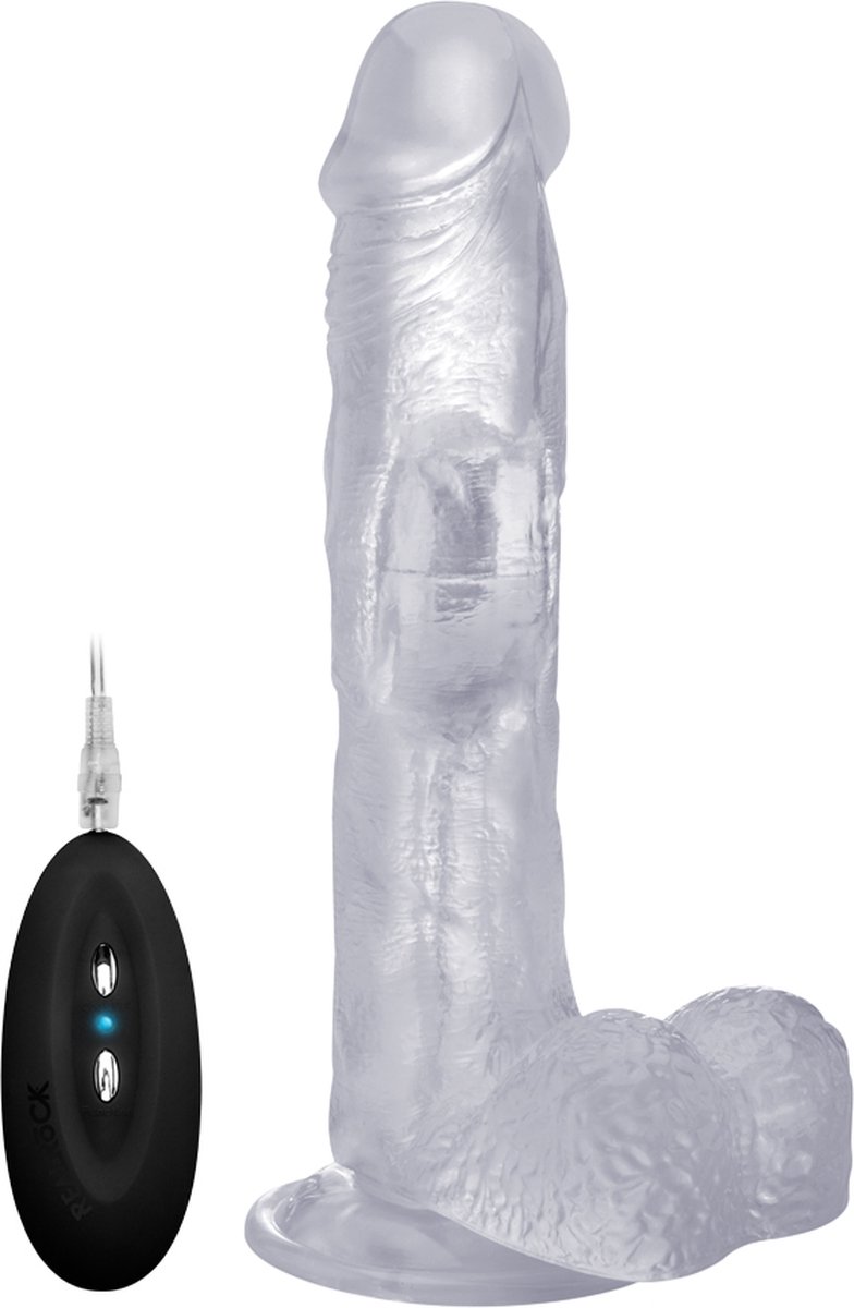Shots RealRock realistische vibrator Vibrating Realistic Cock - With Scrotum transparant