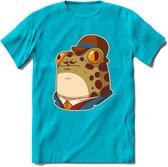 Fancy frog T-Shirt Grappig | Dieren rijke kikker Kleding Kado Heren / Dames | Animal Skateboard Cadeau shirt - Blauw - XXL