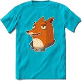 Casual vos T-Shirt Grappig | Dieren fox Kleding Kado Heren / Dames | Animal Skateboard Cadeau shirt - Blauw - XL