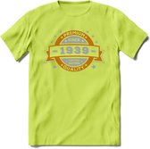 Premium Since 1939 T-Shirt | Goud - Zilver | Grappig Verjaardag Kleding Cadeau Shirt | Dames - Heren - Unisex Tshirt | - Groen - 3XL