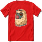 Casual lama T-Shirt Grappig | Dieren alpaca Kleding Kado Heren / Dames | Animal Skateboard Cadeau shirt - Rood - M