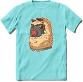 Casual lama T-Shirt Grappig | Dieren alpaca Kleding Kado Heren / Dames | Animal Skateboard Cadeau shirt - Licht Blauw - XL