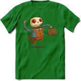 Casual skelet T-Shirt Grappig | Dieren halloween Kleding Kado Heren / Dames | Animal Skateboard Cadeau shirt - Donker Groen - M