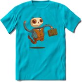 Casual skelet T-Shirt Grappig | Dieren halloween Kleding Kado Heren / Dames | Animal Skateboard Cadeau shirt - Blauw - L
