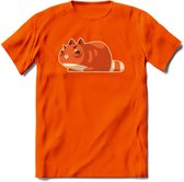 Schattige kat klaar voor aanval T-Shirt Grappig | Dieren katten Kleding Kado Heren / Dames | Animal Skateboard Cadeau shirt - Oranje - 3XL