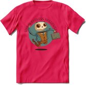 Casual skelet T-Shirt Grappig | Dieren halloween Kleding Kado Heren / Dames | Animal Skateboard Cadeau shirt - Roze - L