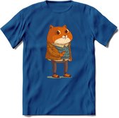 Casual kat T-Shirt Grappig | Dieren katten Kleding Kado Heren / Dames | Animal Skateboard Cadeau shirt - Donker Blauw - XXL