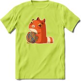 Kat en draad T-Shirt Grappig | Dieren katten Kleding Kado Heren / Dames | Animal Skateboard Cadeau shirt - Groen - 3XL