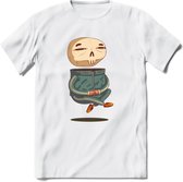 Casual skelet T-Shirt Grappig | Dieren halloween Kleding Kado Heren / Dames | Animal Skateboard Cadeau shirt - Wit - M