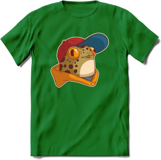 Hippe Kikker T-Shirt Grappig | Dieren reptielen Kleding Kado Heren / Dames | Animal Skateboard Cadeau shirt - Donker Groen - S