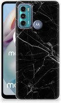 Smartphone hoesje Motorola Moto G60 Transparant Hoesje Marmer Zwart