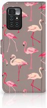 Hoesje met naam Xiaomi Redmi 10 | Redmi Note 11 4G Wallet Book Case Flamingo