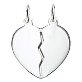Vriendschapshartje® Breekhartje zilver effen - hart hanger - gepersonaliseerd breekhart - inclusief graveren