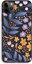 CaseCompany® - iPhone 11 Pro Max hoesje - Flowers with blue leaves - 100% Biologisch Afbreekbaar - Duurzaam - Biodegradable Soft Case - Milieuvriendelijke Print op Achterkant - Zwarte Zijkant