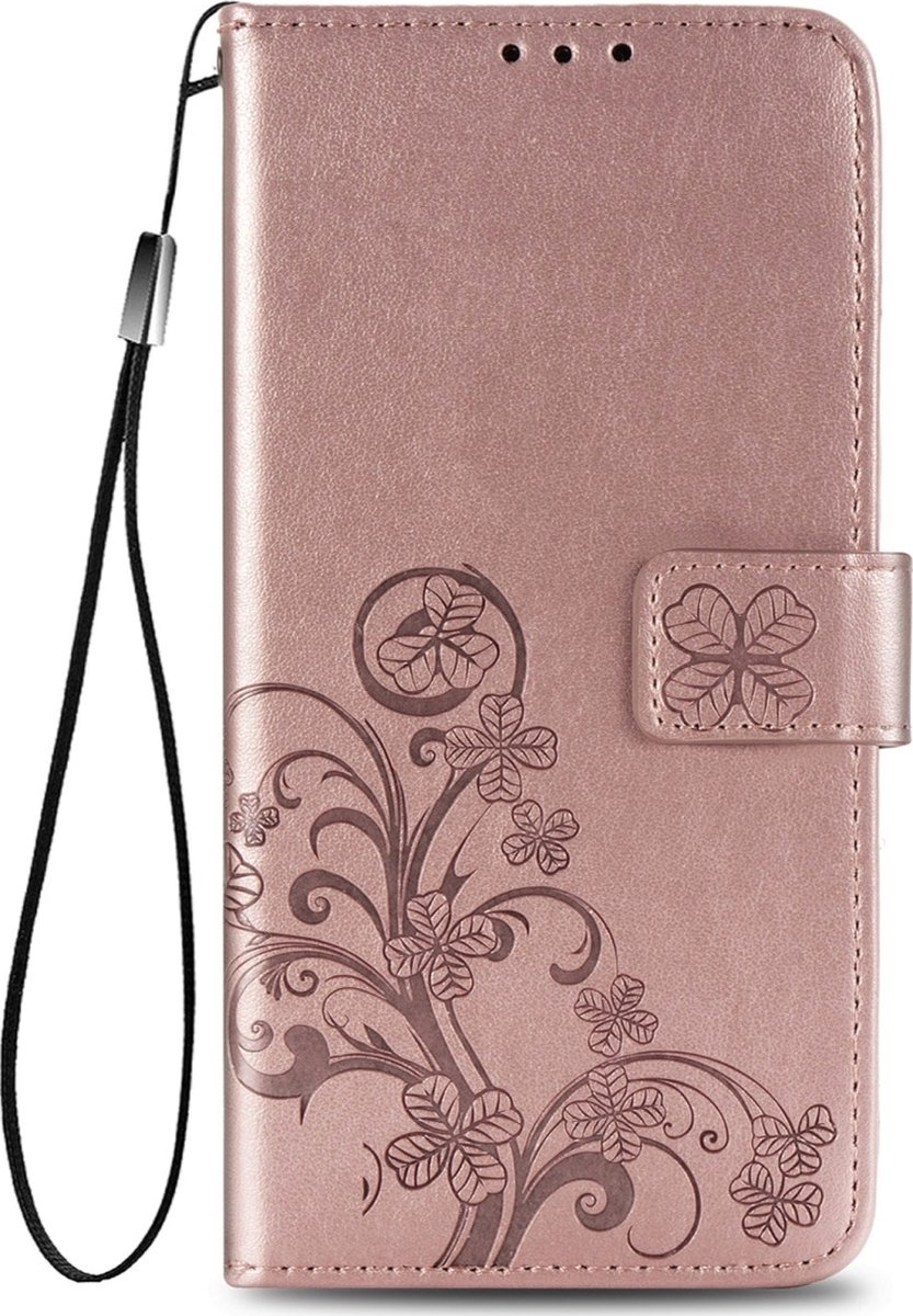 Mobigear Telefoonhoesje geschikt voor Xiaomi Redmi 9A Hoesje | Mobigear Clover Bookcase Portemonnee | Pasjeshouder voor 3 Pasjes | Telefoonhoesje voor Pinpas / OV Kaart / Rijbewijs - Roségoud