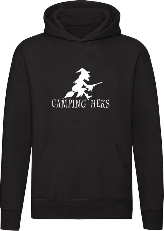 Camping heks Hoodie - toveren - bezem - magie - caravan - camper - kamperen - vakantie - witch - halloween - grappig - unisex - trui - sweater - capuchon