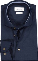 Profuomo slim fit overhemd - poplin - marine blauw (contrast) - Strijkvrij - Boordmaat: 40