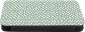 Bookcase Geschikt voor iPhone 11 Pro Max telefoonhoesje - Stippen - Groen - Wit - Met vakjes - Wallet case met magneetsluiting