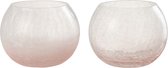 Windlicht | glas | roze | 14.5x14.5x (h)12 cm