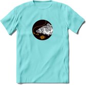 Fishing - Vissen T-Shirt | Grappig Verjaardag Vis Hobby Cadeau Shirt | Dames - Heren - Unisex | Tshirt Hengelsport Kleding Kado - Licht Blauw - L